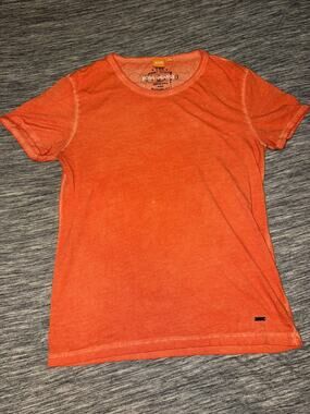 HUGO BOSS Men's Orange Solid Logo Crew Neck Short Sleeve T-Shirt Size M